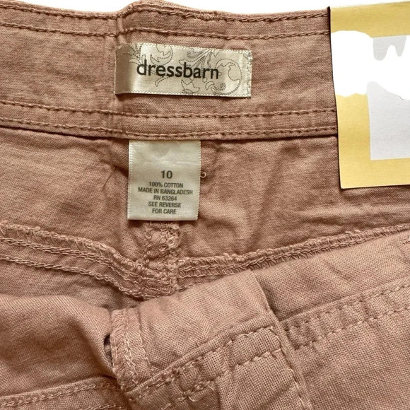 Dressbarn Capri Pants Pale Pastel Pink Drawstring Wide-Leg Cotton 10 NWT - Picture 7 of 13